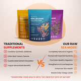 Ahai Life Gold Sea Moss alongside fresh fruits and smoothies