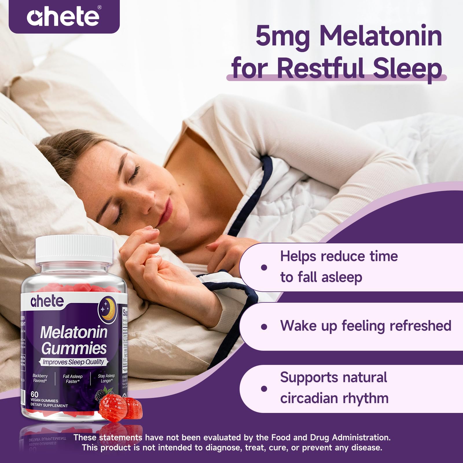 Ahete Melatonin Sleep Gummies close-up of gummy