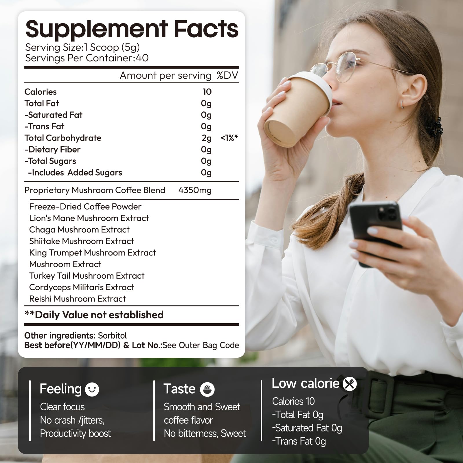 Ahete Mushroom Coffee Blend powder in a cup