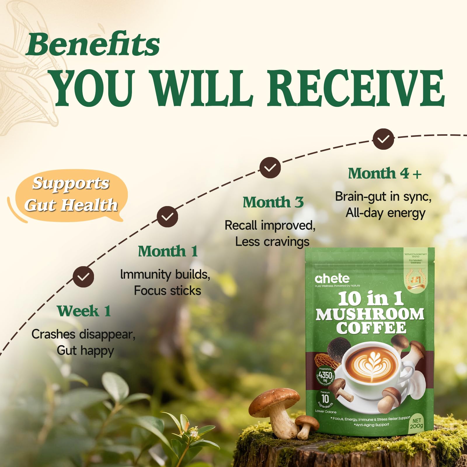 Ahete Mushroom Coffee Blend preparation with hot water