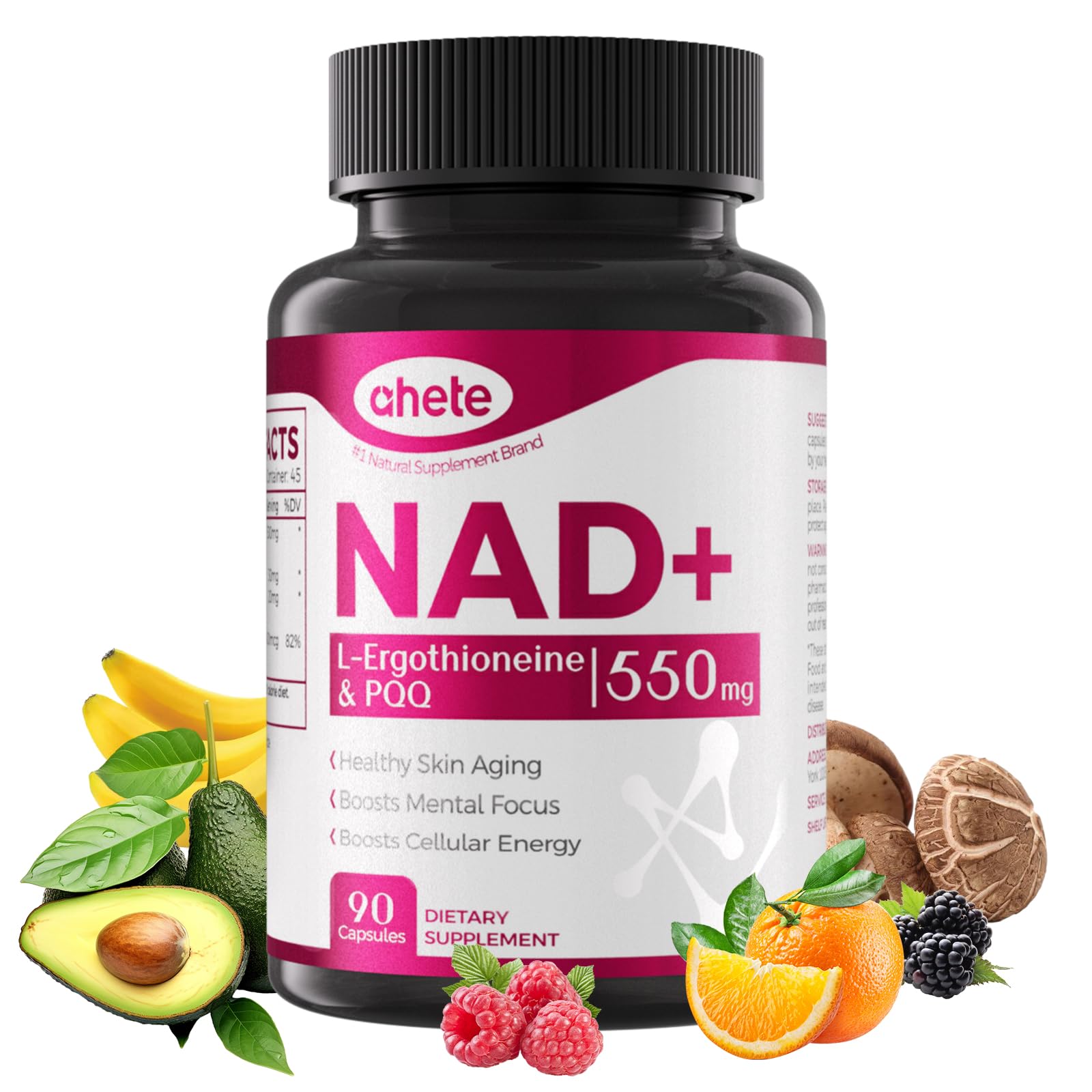 Ahete Resveratrol NAD+ Supplement bottle front view