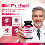 Ahete Resveratrol NAD+ Supplement bottle with measuring spoon