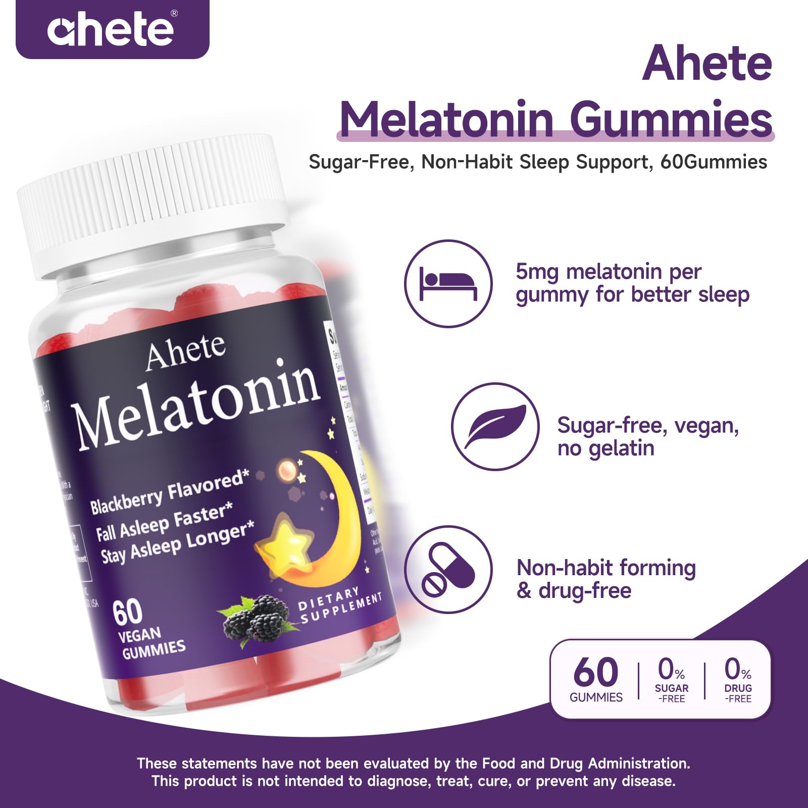 Ahete Sleep Gummies bottle with 60 gummies