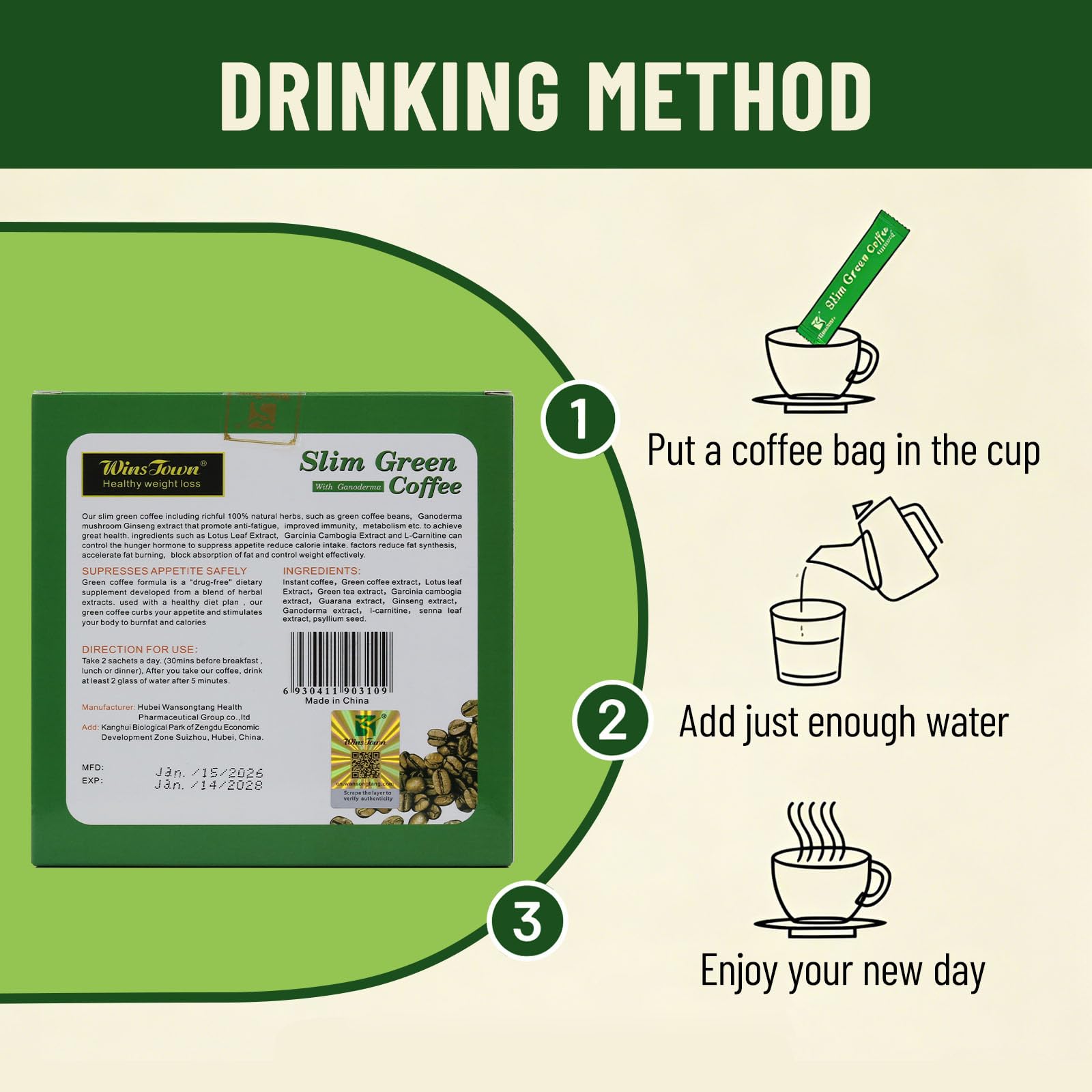 AIHIYO Green Coffee Bean Extract in a glass of water