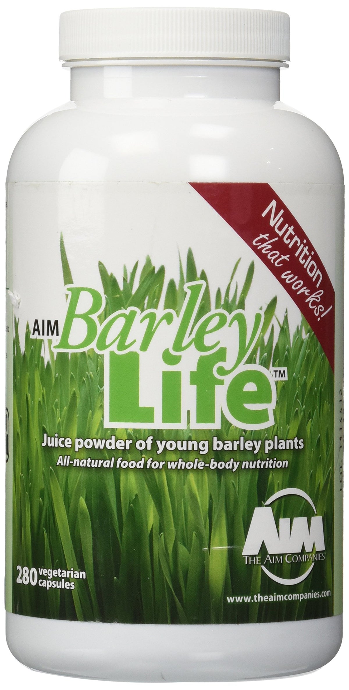 AIM International BarleyLife Capsules 280 vegetarian capsules front view