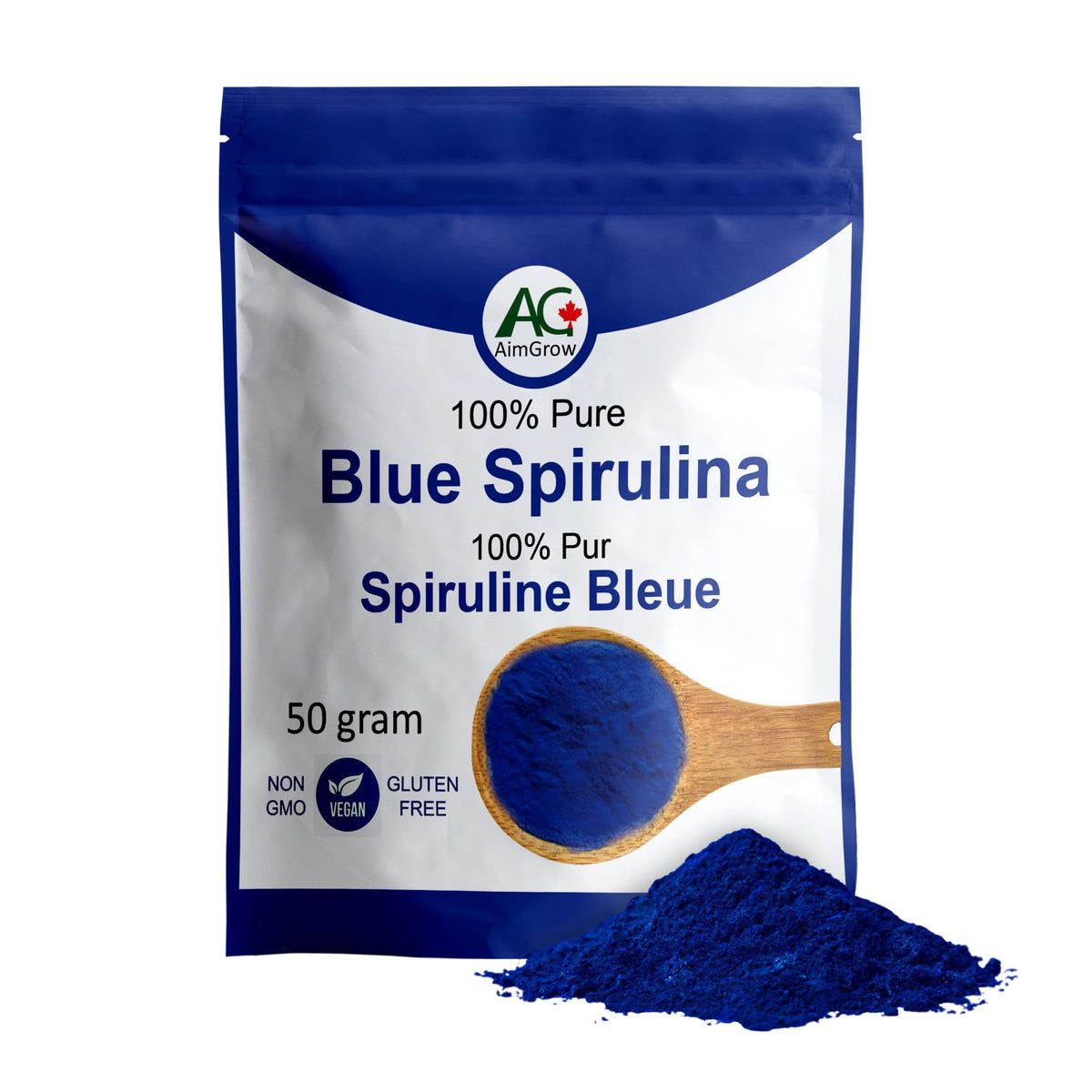 Aimgrow Blue Spirulina Powder 50g front view