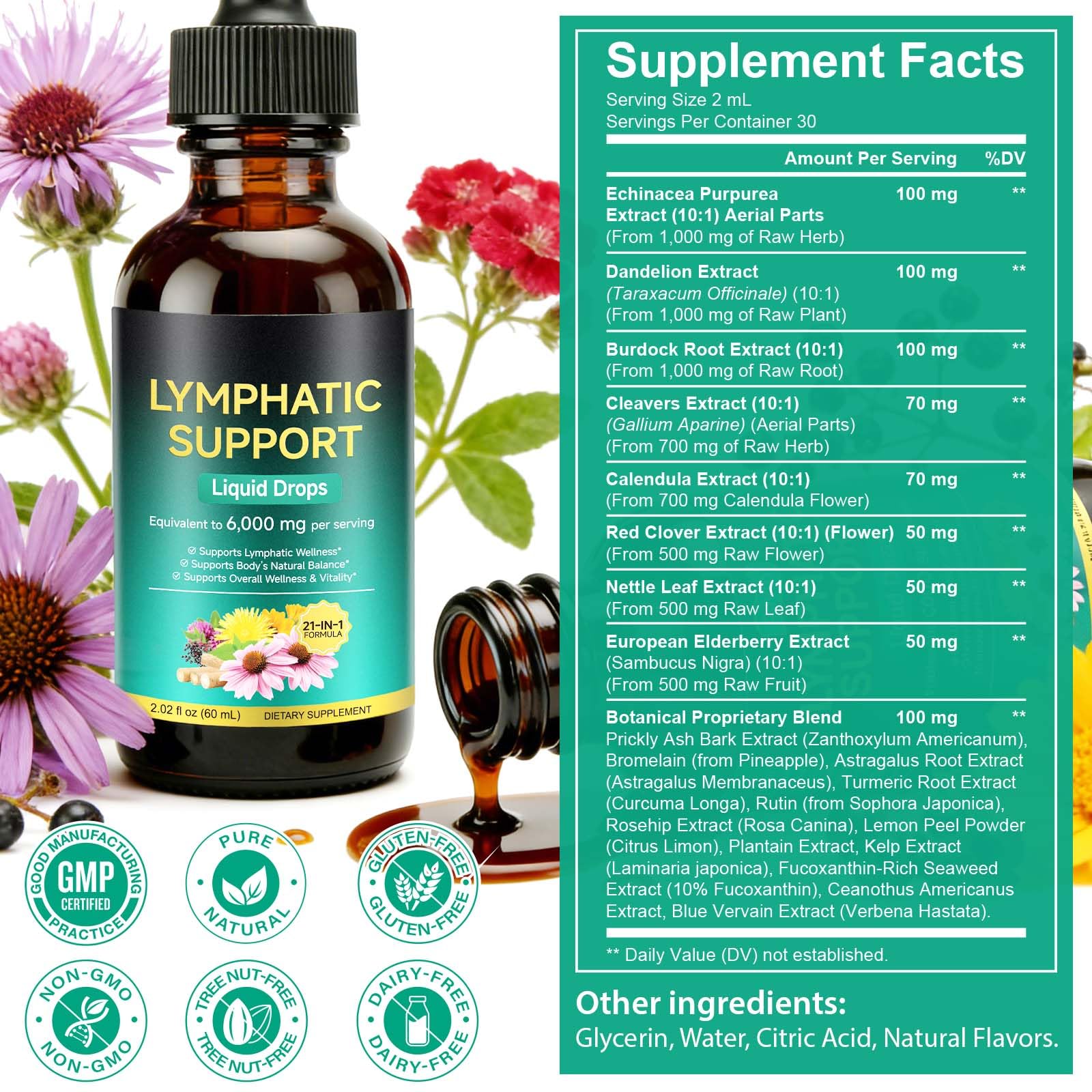 AIQIUSHA Echinacea Liquid Drops bottle side view