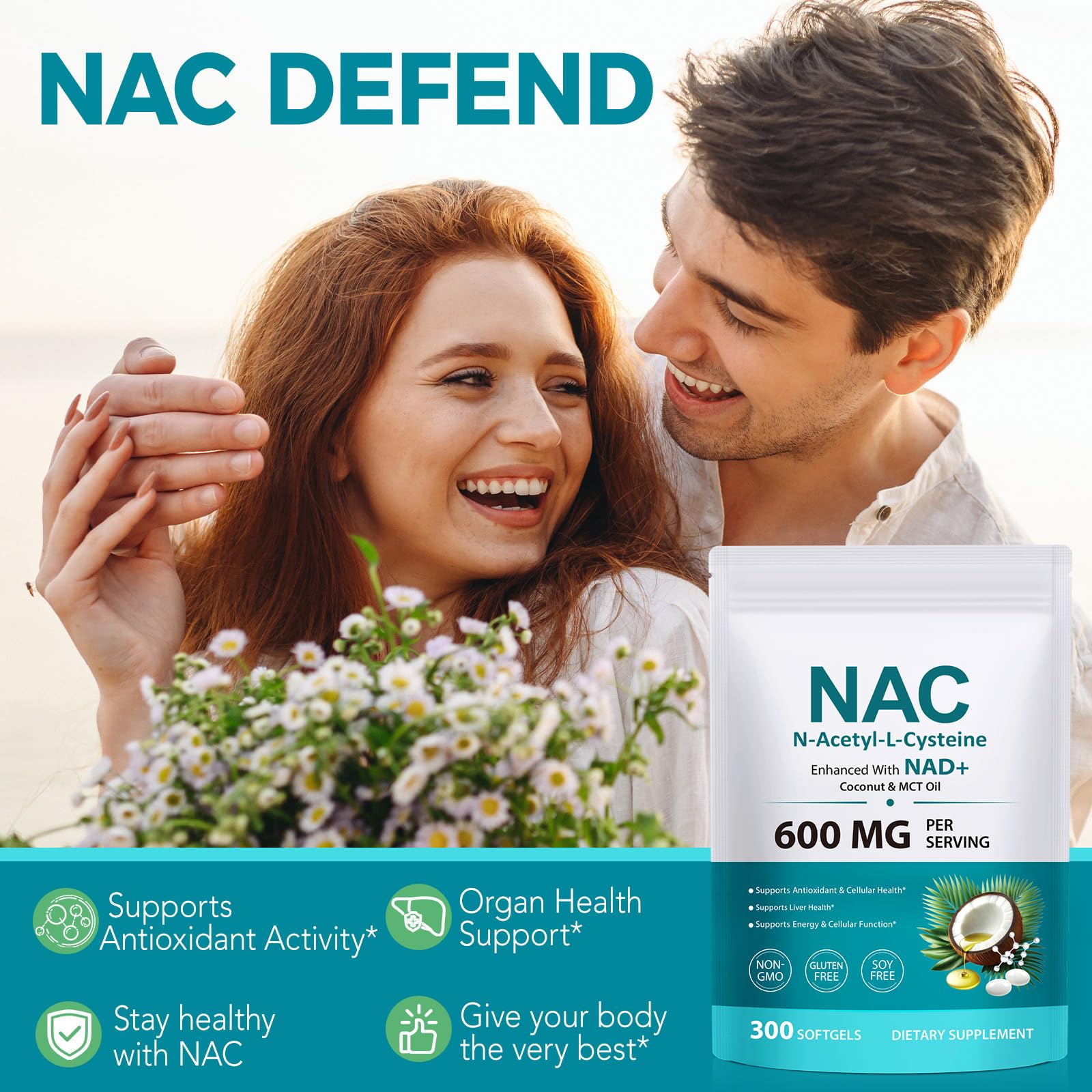 AIQIUSHA NAC Softgels 600mg packaging side view