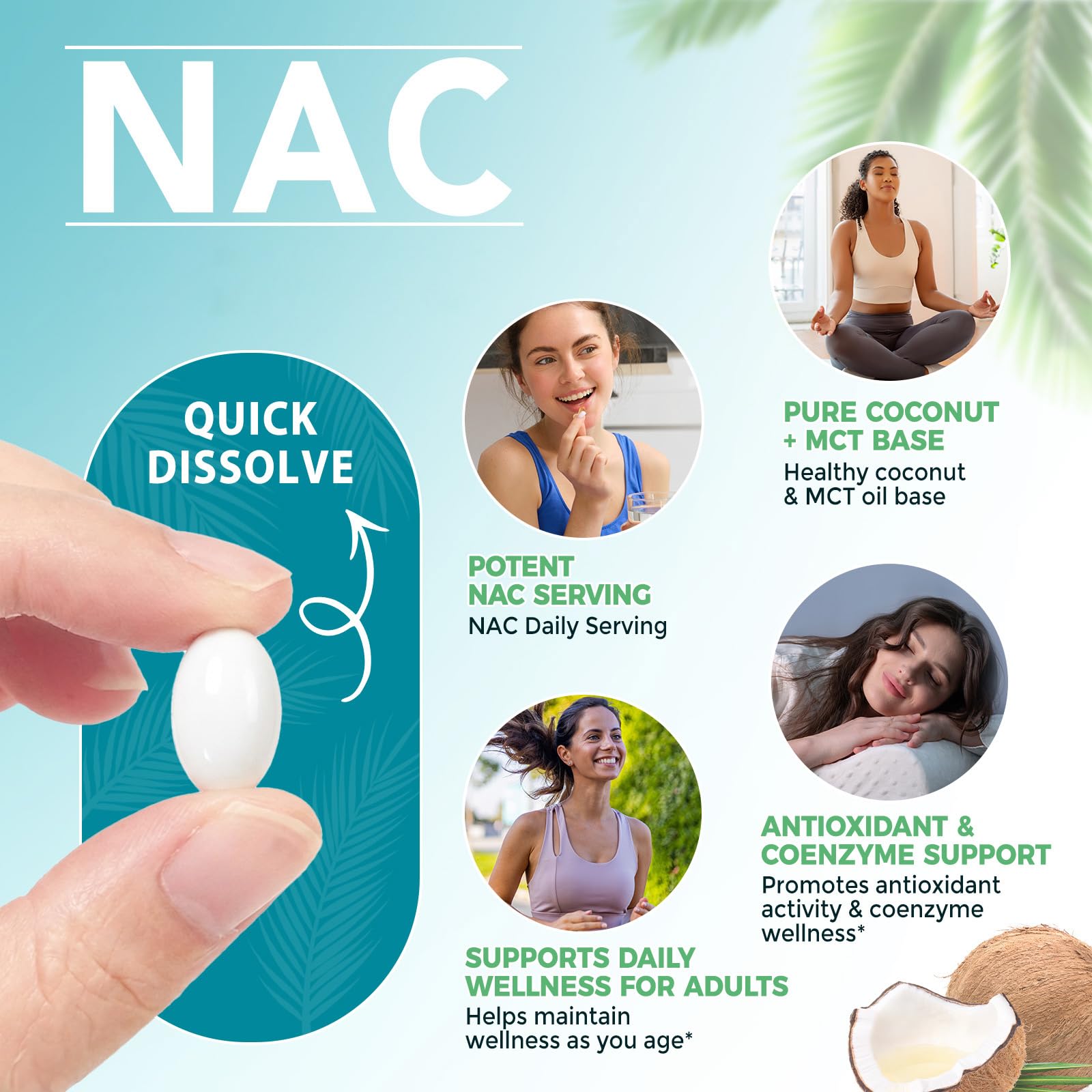 AIQIUSHA NAC Softgels 600mg with coconut oil