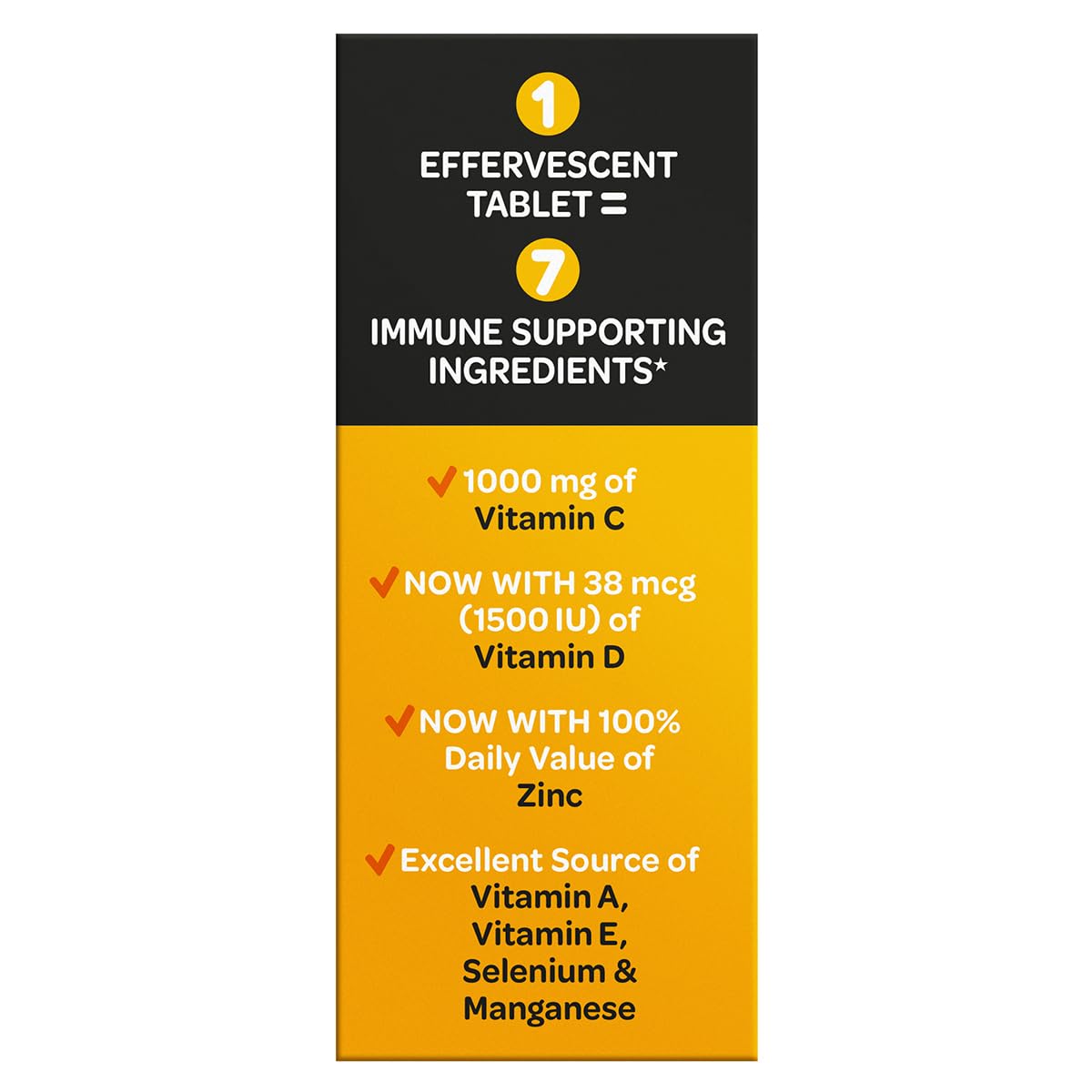 Airborne 1000mg Vitamin C + Zinc effervescent tablets close-up