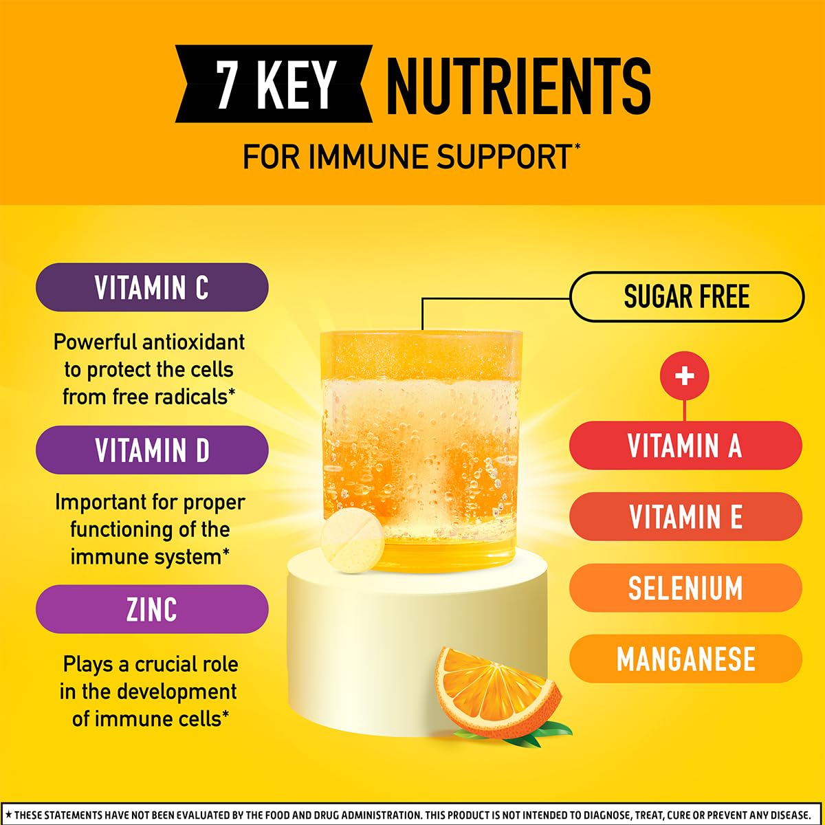 Airborne 1000mg Vitamin C + Zinc effervescent tablets on kitchen counter