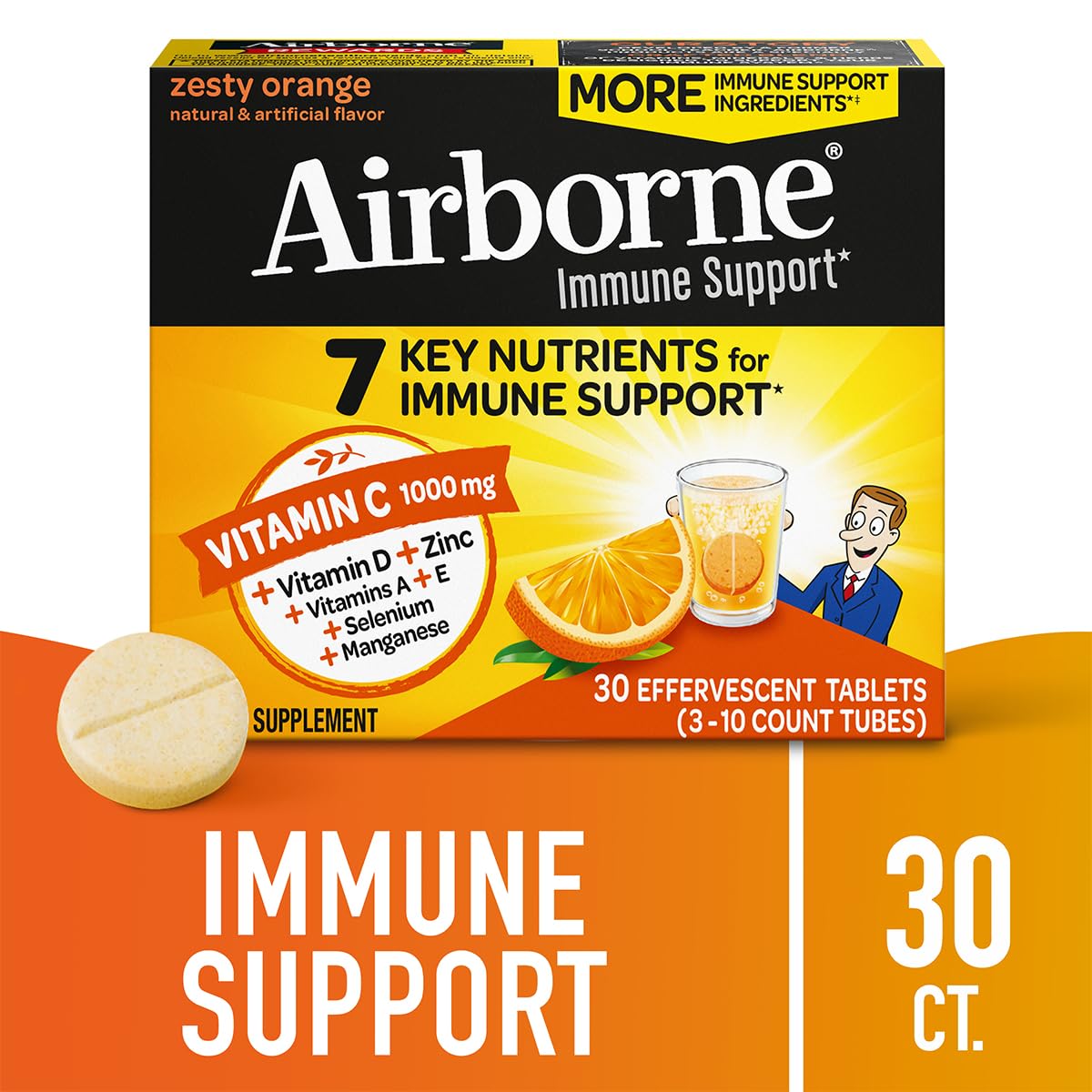 Airborne 1000mg Vitamin C + Zinc effervescent tablets packaging