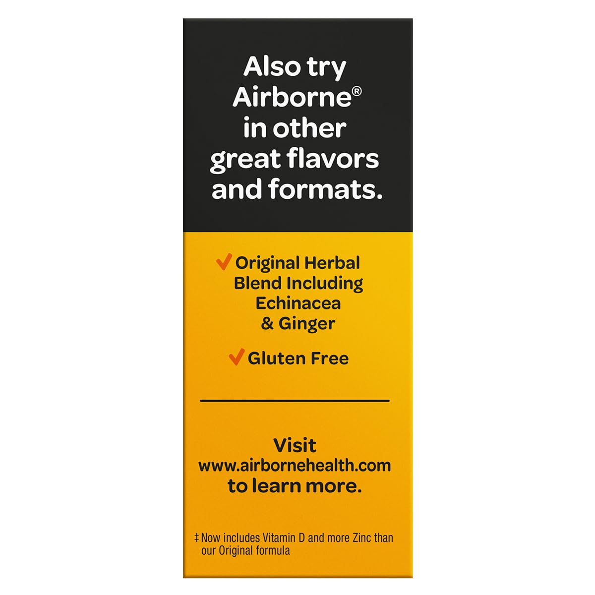 Airborne 1000mg Vitamin C + Zinc effervescent tablets zesty orange flavour