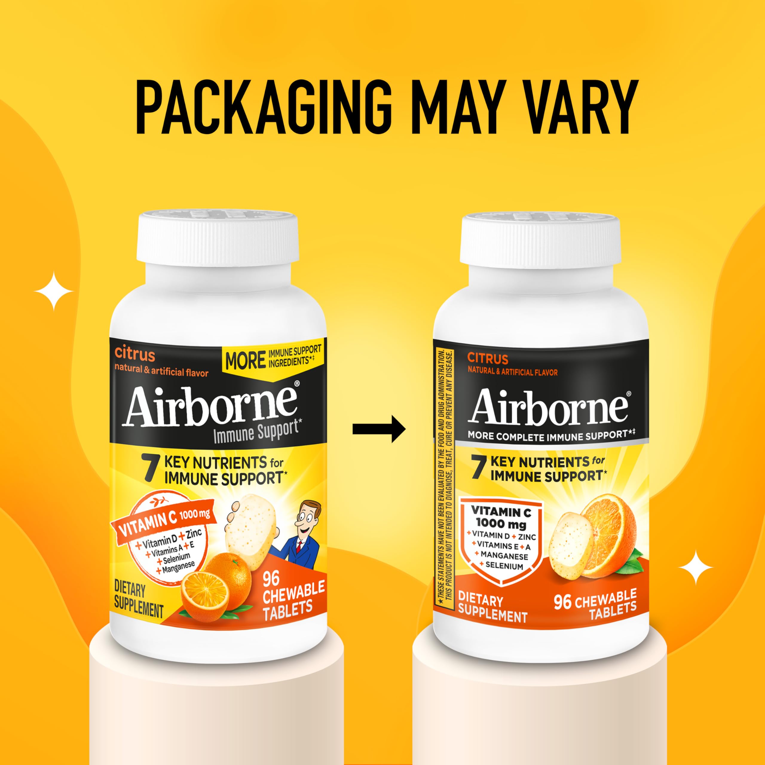 Airborne Chewable Tablets Citrus Flavor side view