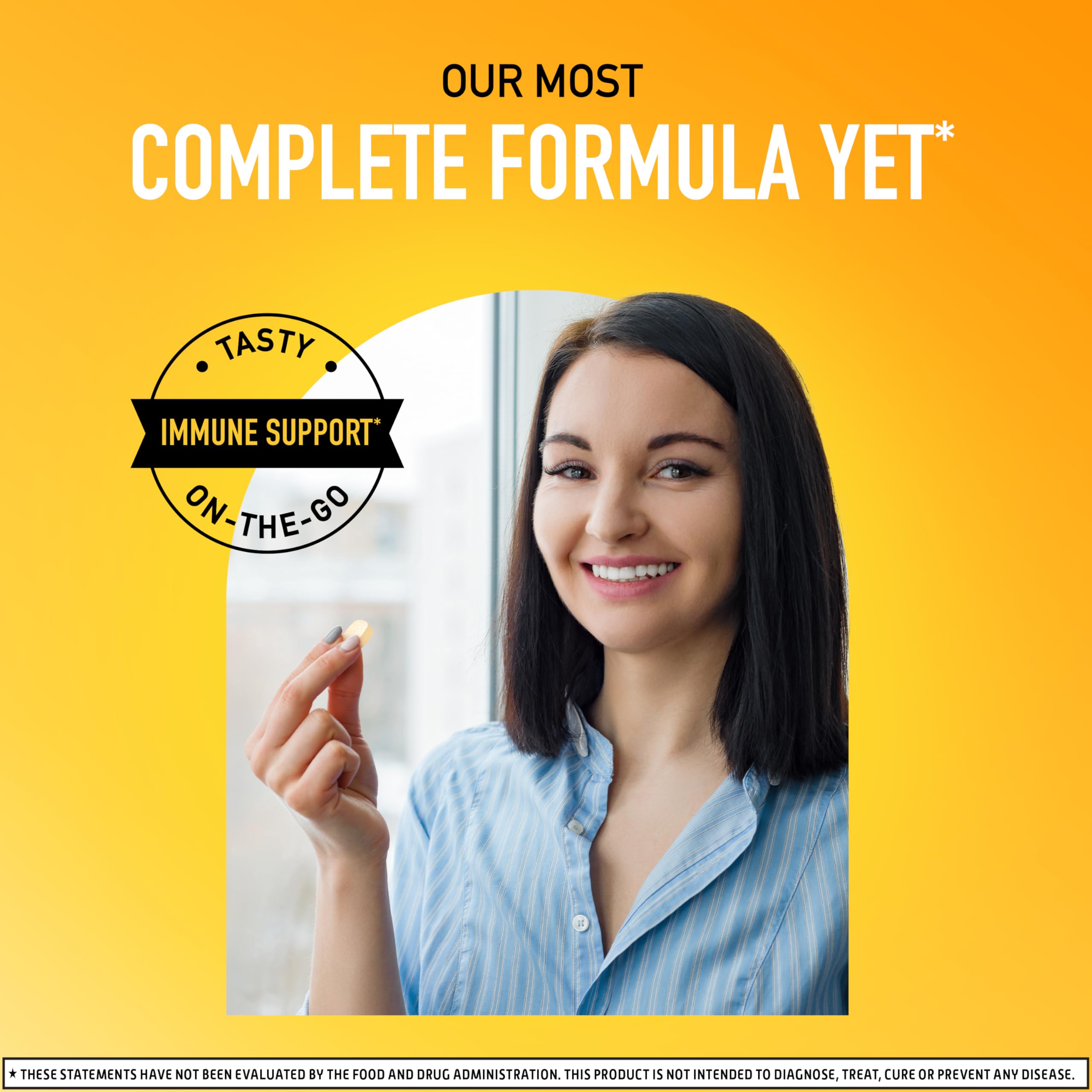 Airborne Chewable Tablets Citrus Flavor with a glass of water