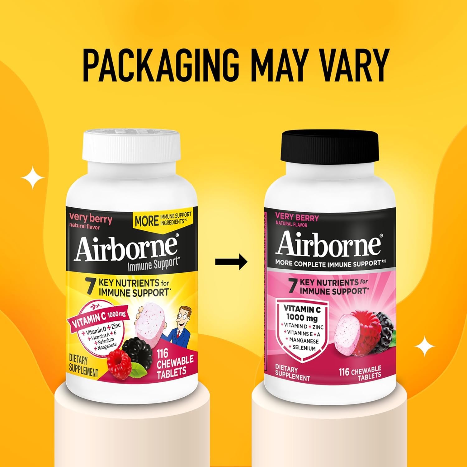 Airborne Chewable Vitamin C 1000mg with Zinc tablets close-up