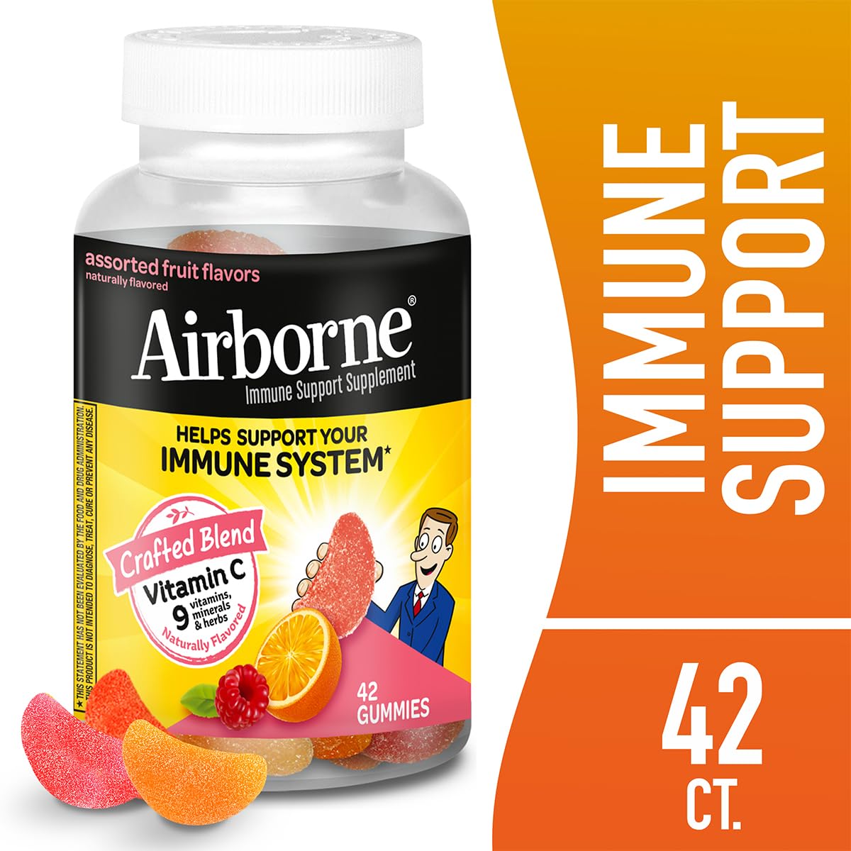 Airborne daily wellness Support Gummies packaging showing nutritional information