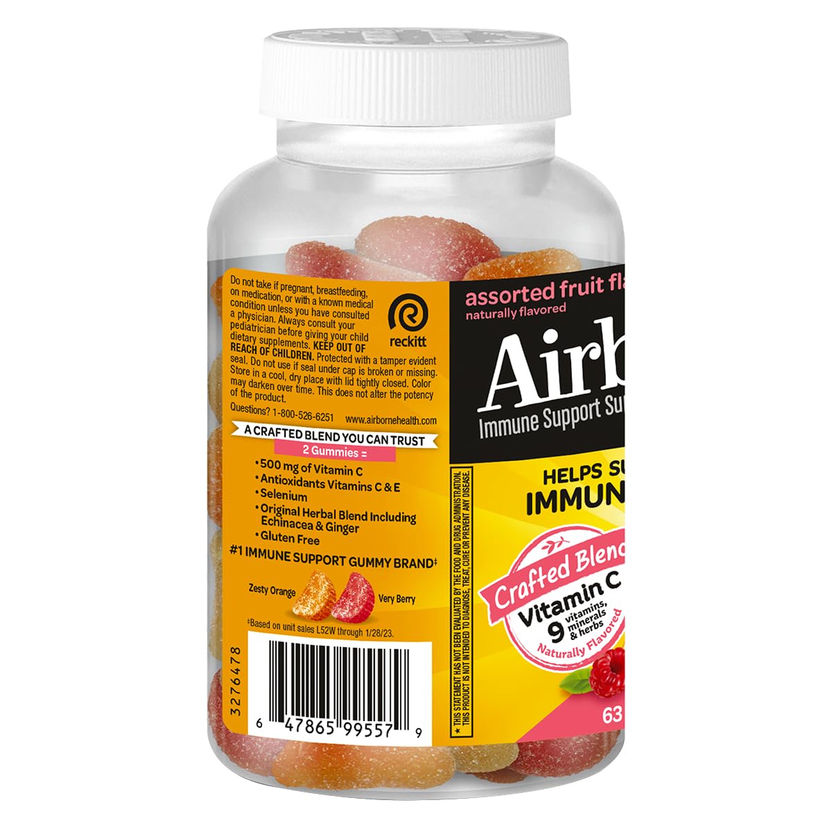 Airborne Kids Vitamin C Gummies ingredients list on packaging