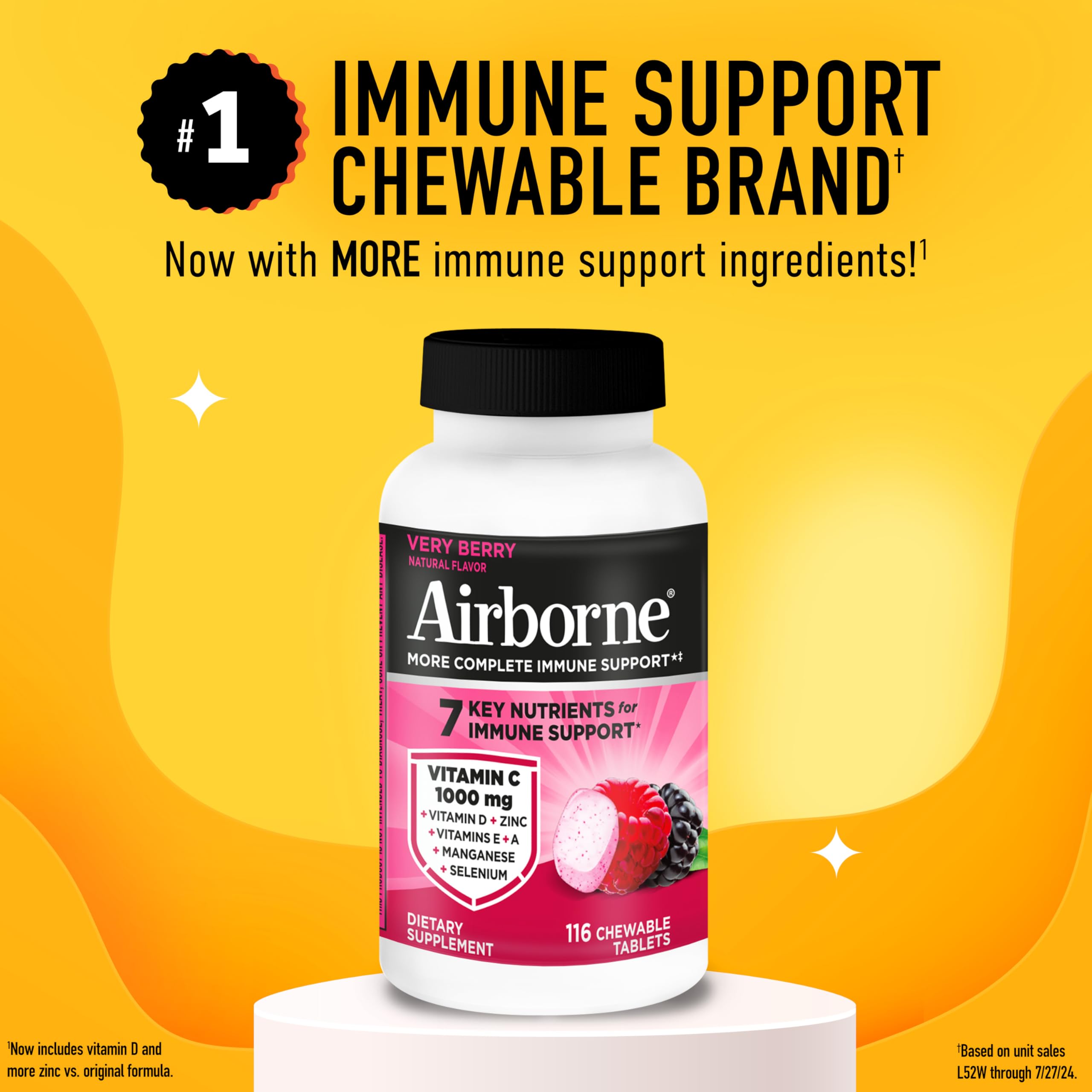 Airborne Very Berry Chewable Tablets packaging side view