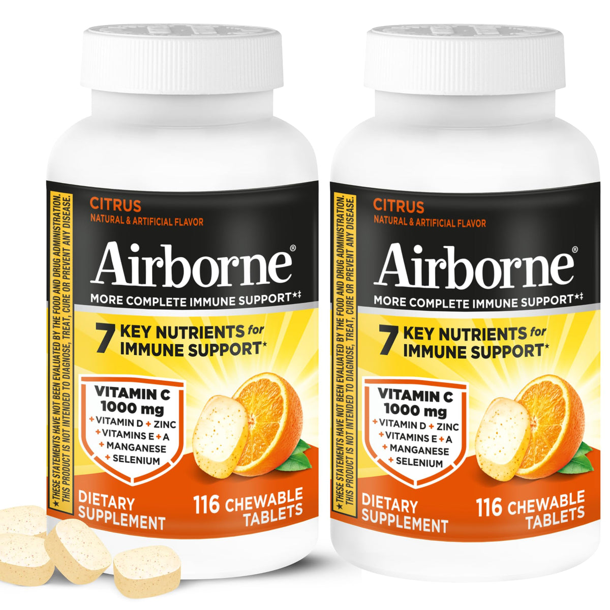 Airborne Vitamin C Chewable Tablets 1000mg front view
