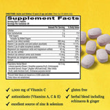 Airborne Vitamin C chewable tablets side view with dosage information
