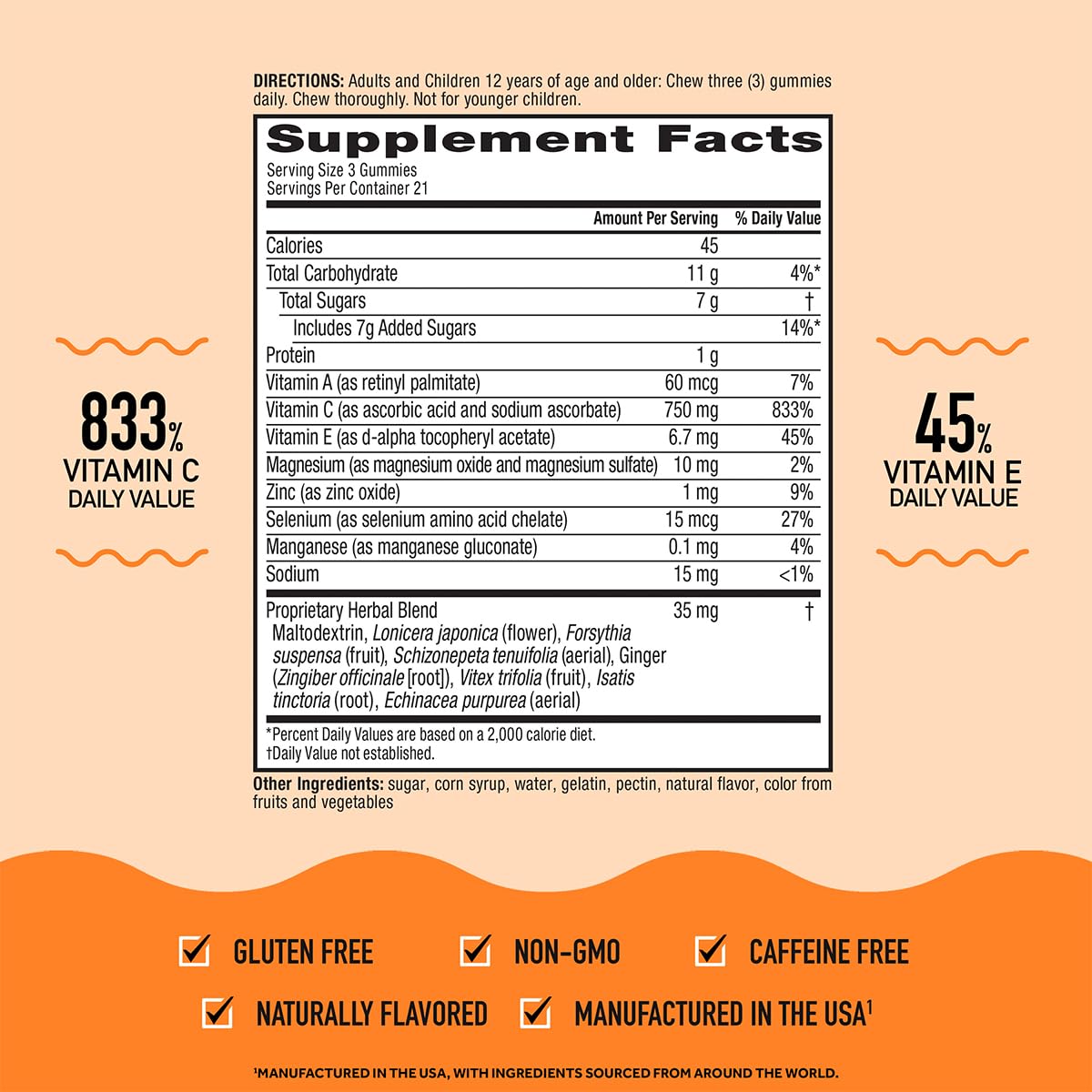 Airborne Vitamin C Gummies with a glass of water