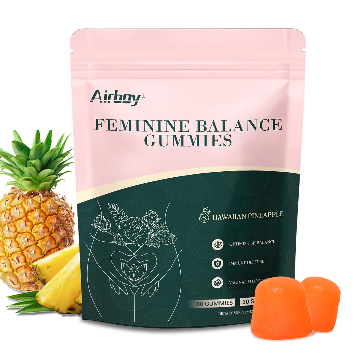 Airboy Women's Probiotic Gummies front view with packaging