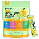 AirVigor Electrolyte Collagen Drink Mix front view with Lemon Lime flavour