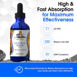 AISOMVA Colloidal Silver Liquid 40ppm back view with ingredient list