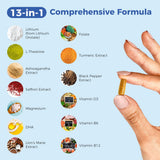 AiVital 13-in-1 Balanced Support Complex with capsules on a wooden surface