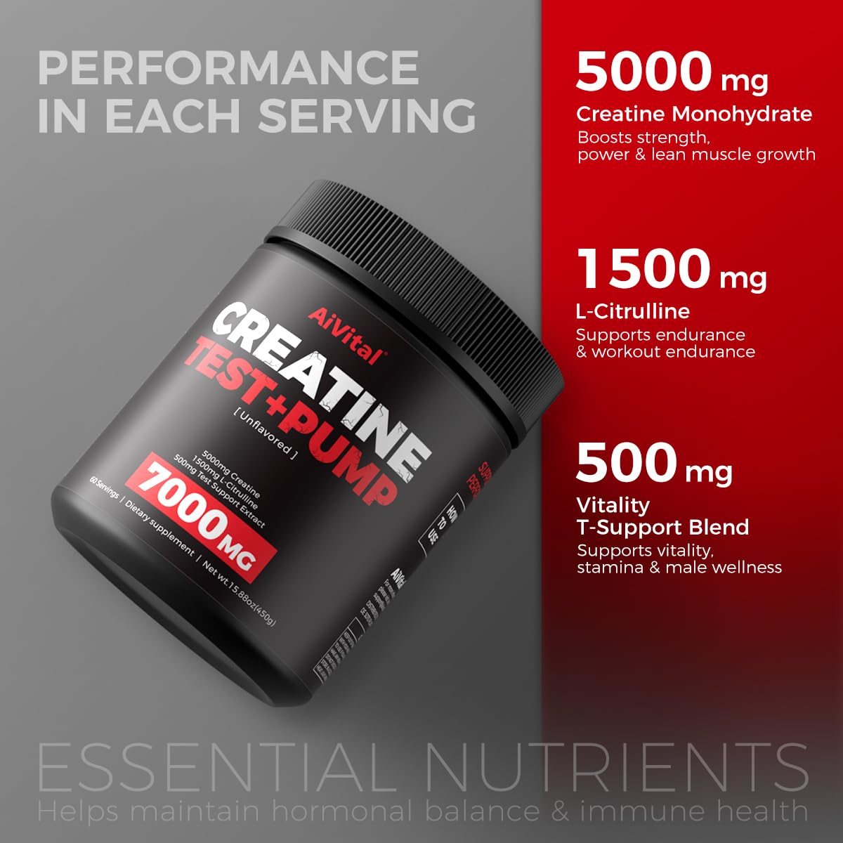 AiVital Creatine Monohydrate Powder mixed in a glass of water