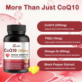 Aiwevon CoQ10 200mg softgels on a wooden table