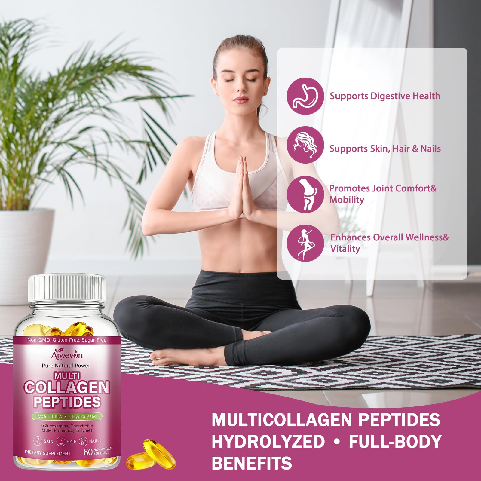 Aiwevon Multi Collagen Peptides Capsules 9500mg ingredients list