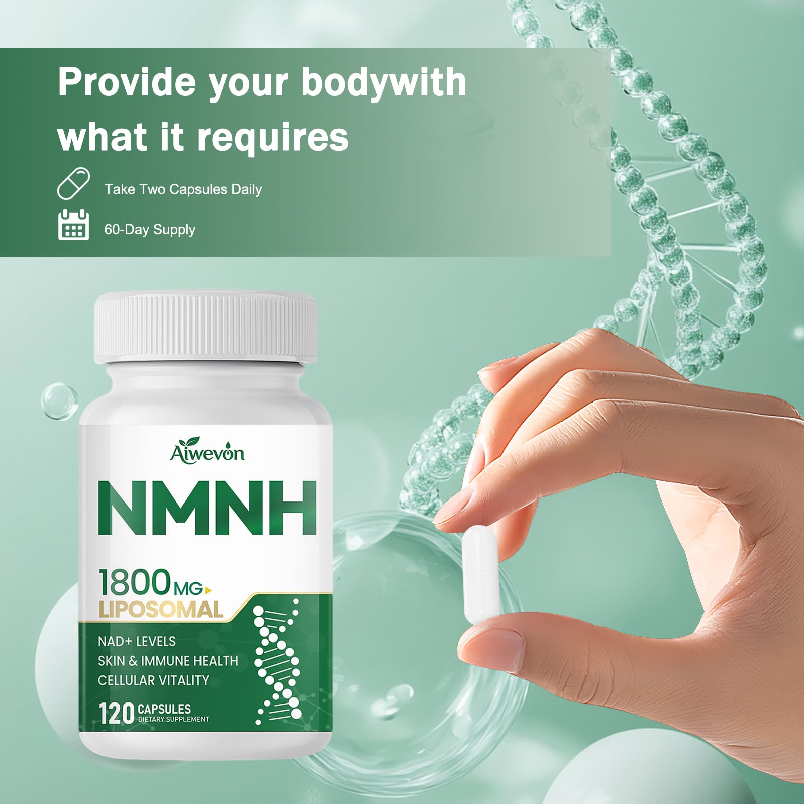 Aiwevon NMNH NAD+ Support Supplement capsules with measuring spoon