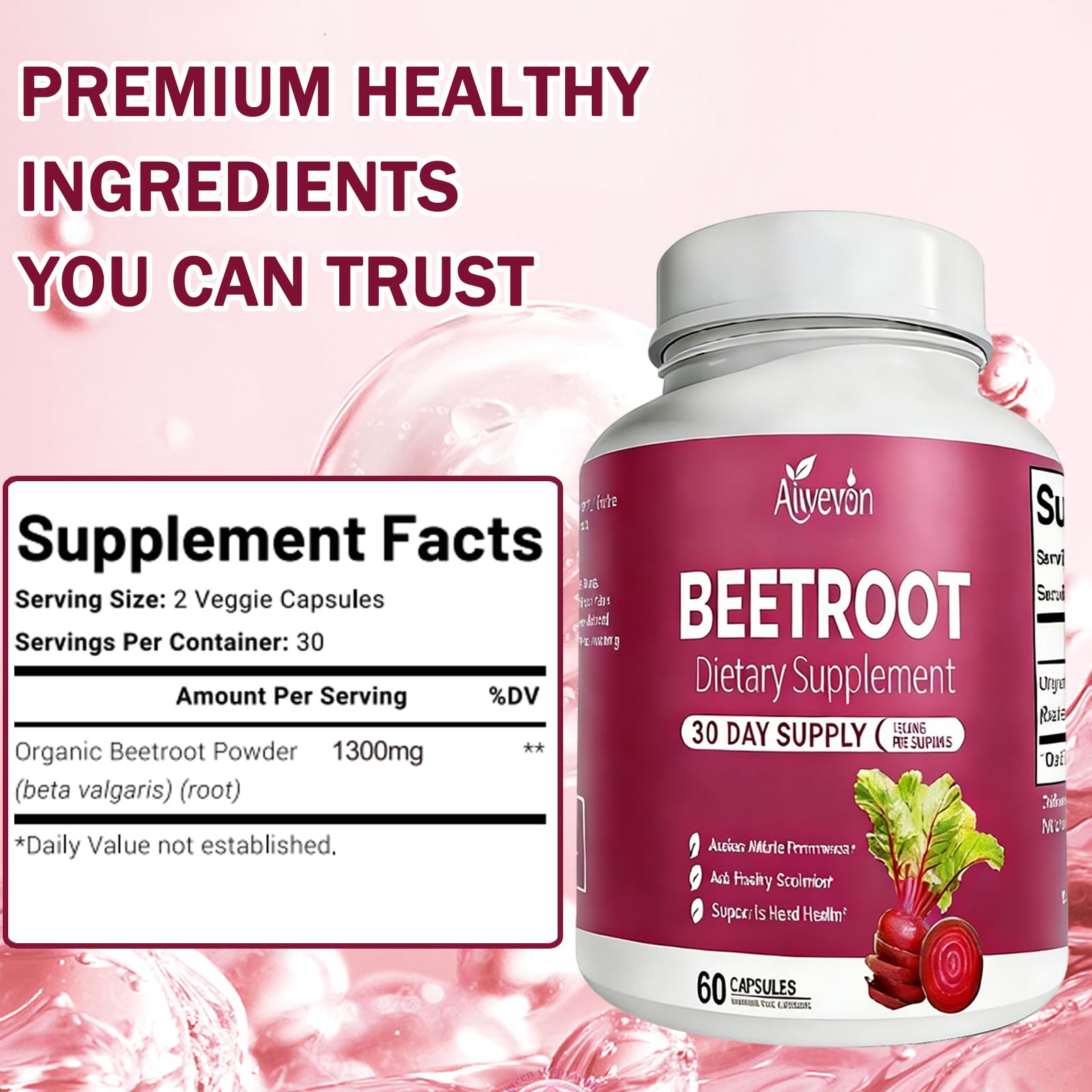 Aiwevon Organic Beet Root Capsules 1300MG lifestyle setting