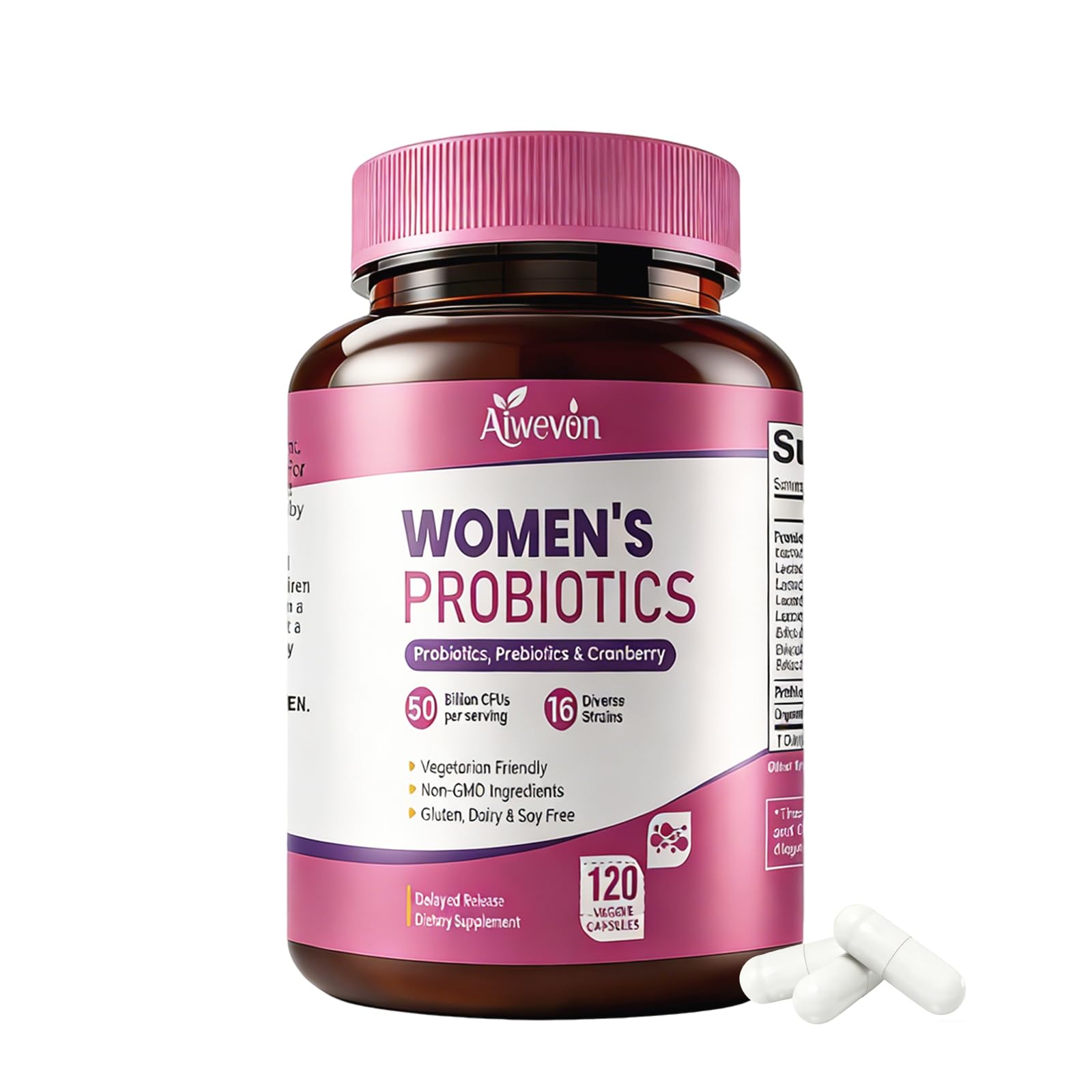 Aiwevon Women’s Probiotic Capsules front view with packaging