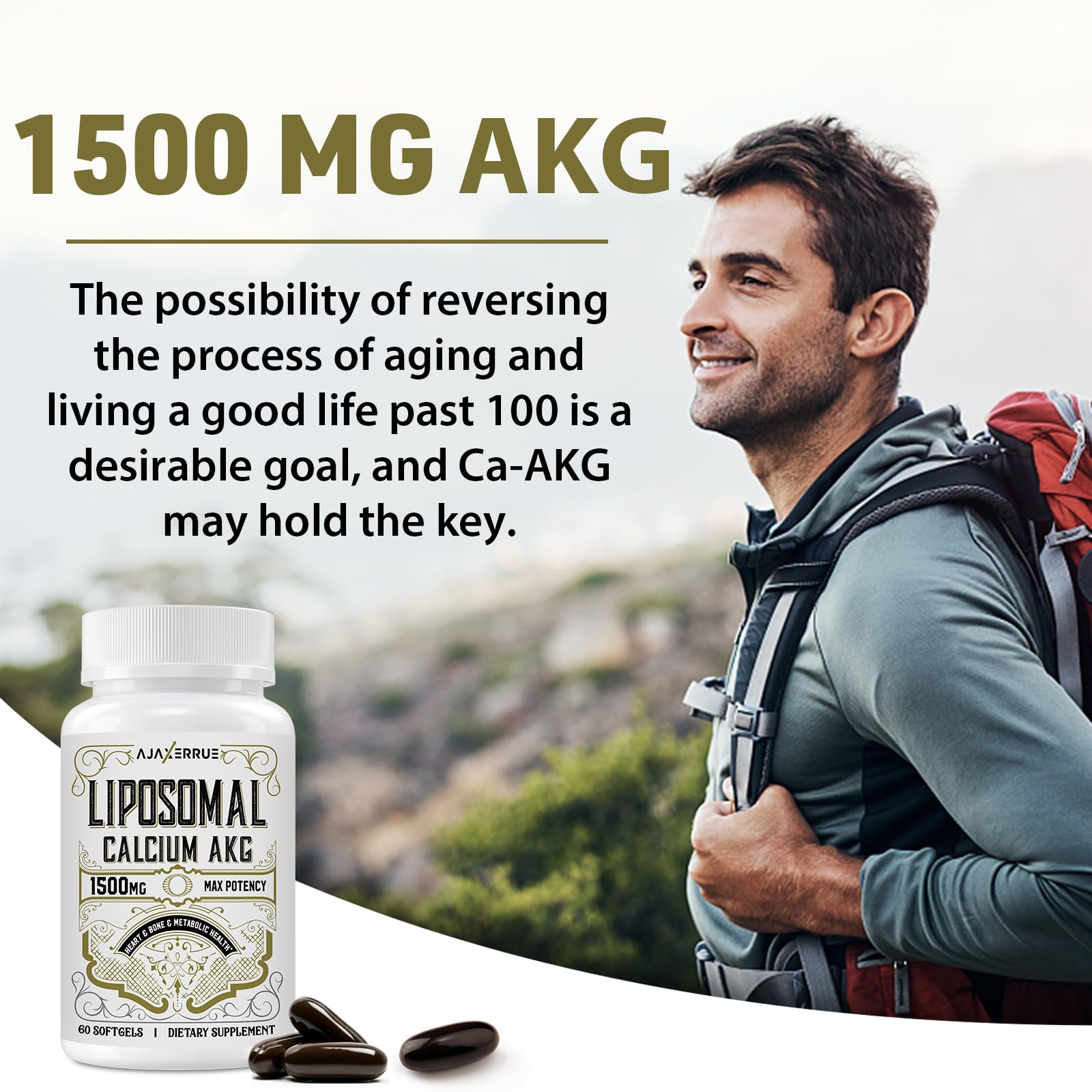 AJAXERRUE Calcium AKG Liposomal Capsules 1500mg packaging details