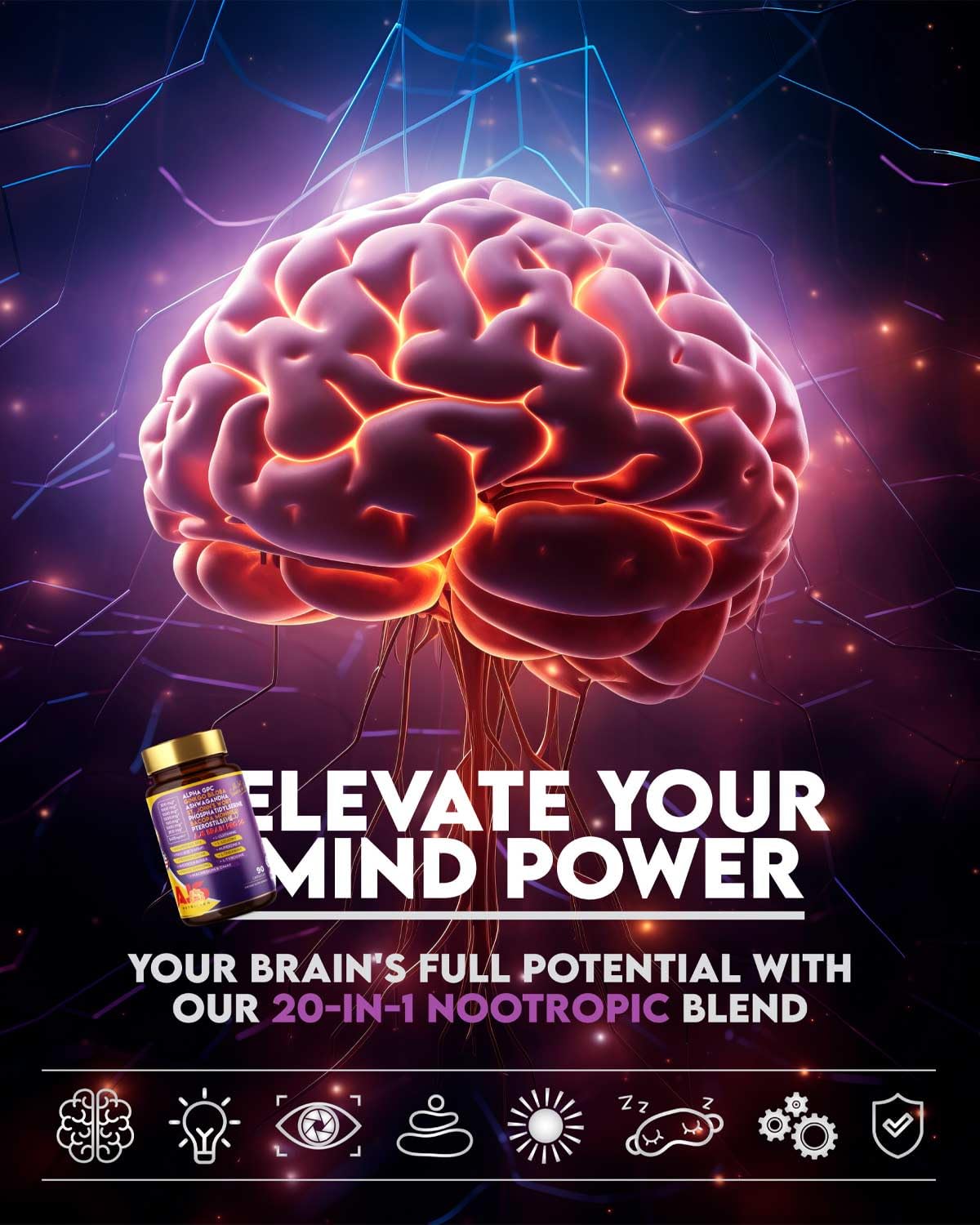 AJS Nutrition Ginkgo Biloba supplement lifestyle scene on a desk
