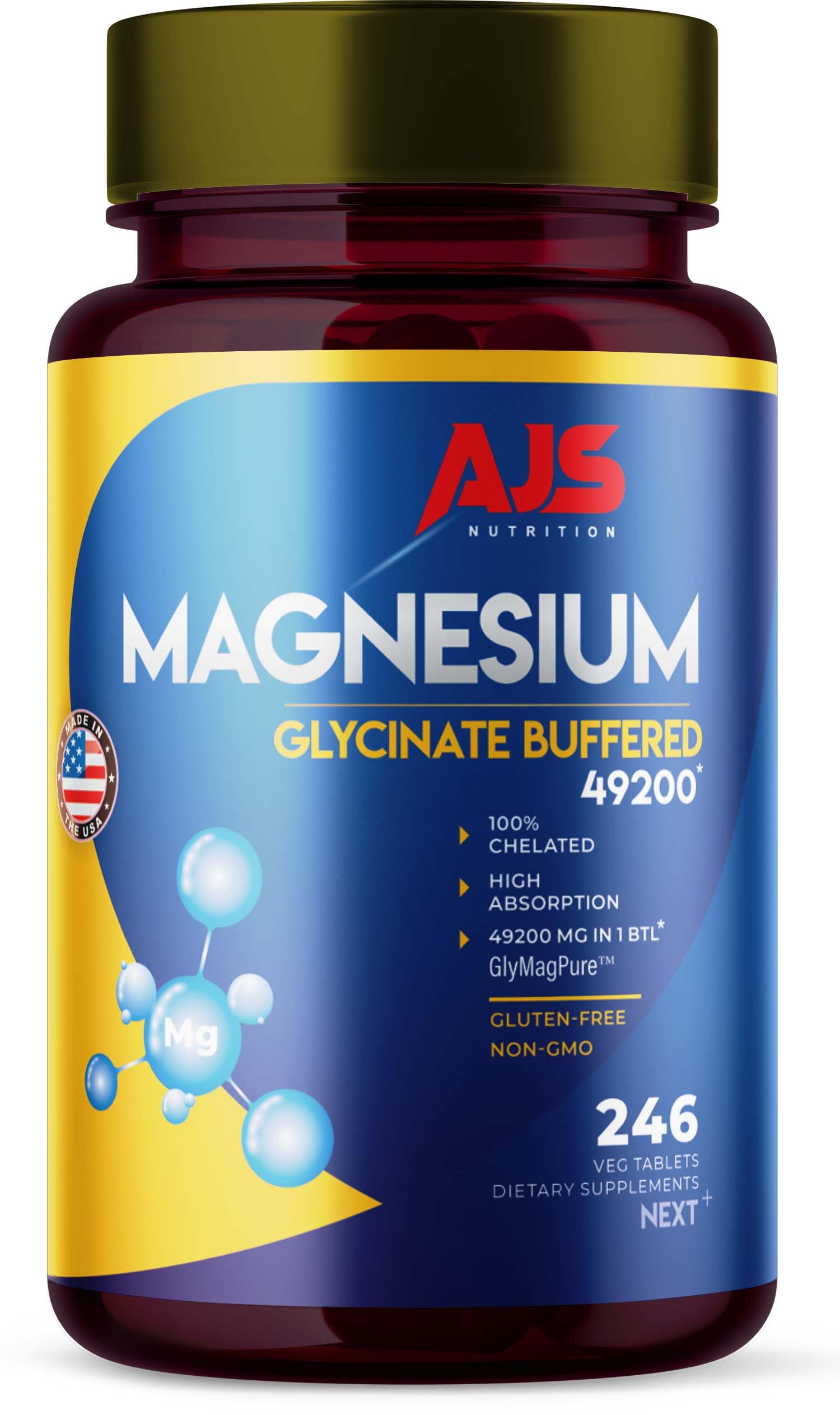 AJS Nutrition Magnesium Glycinate 400mg bottle front view