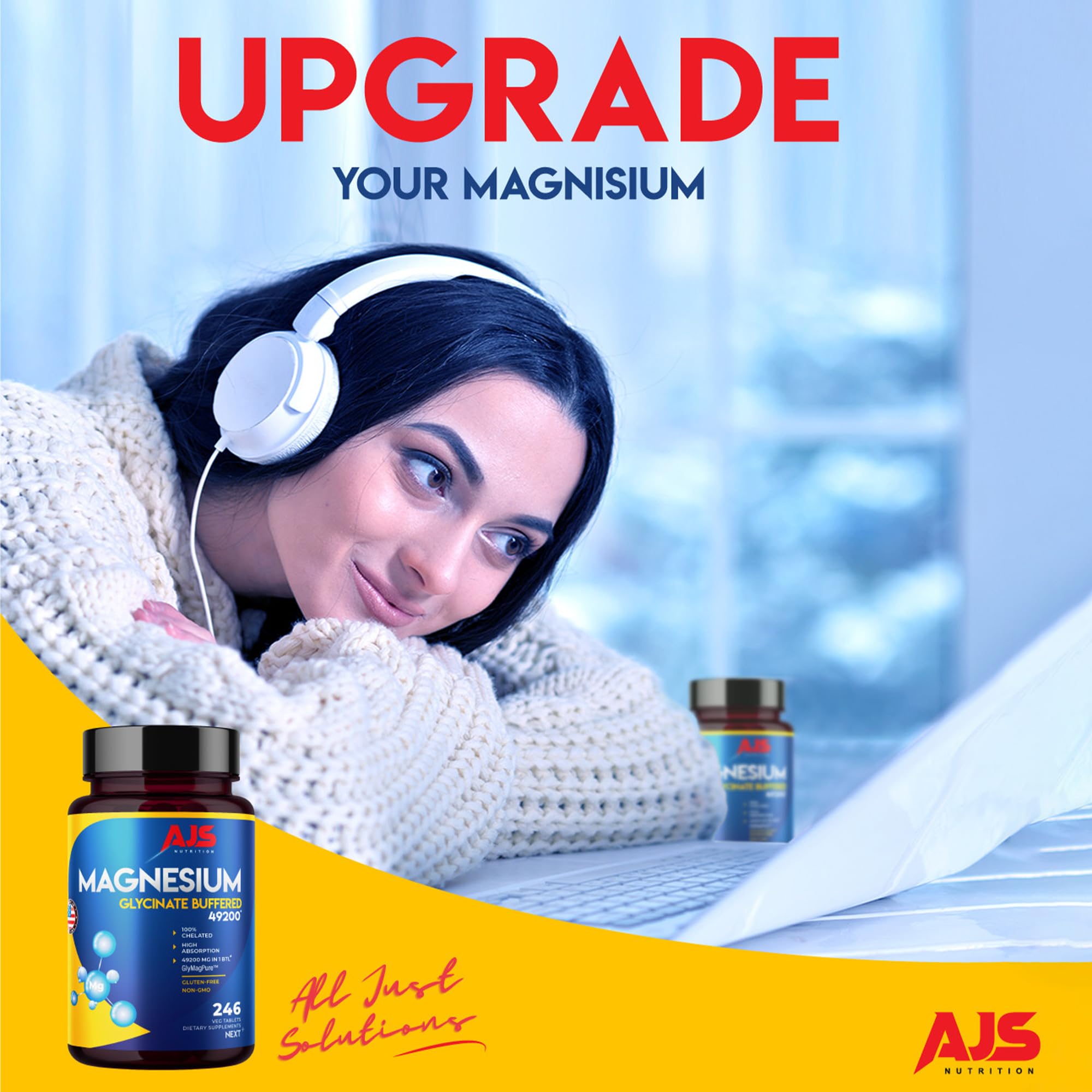AJS Nutrition Magnesium Glycinate 400mg packaging details