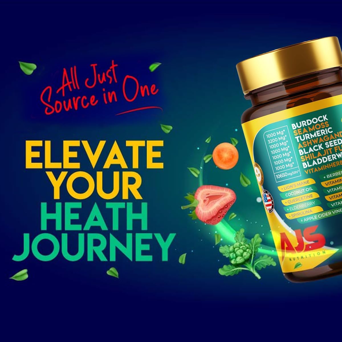 AJS Nutrition Sea Moss Capsules close-up of the capsule texture