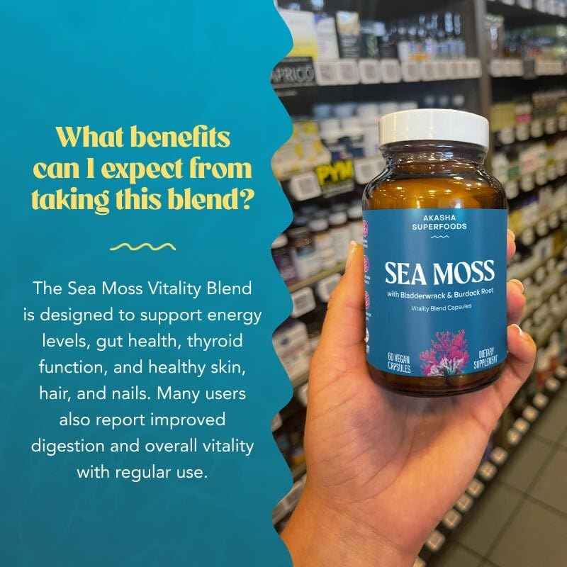 Akasha Superfoods Blended Vitamin & Mineral Supplement 82g on a wooden table