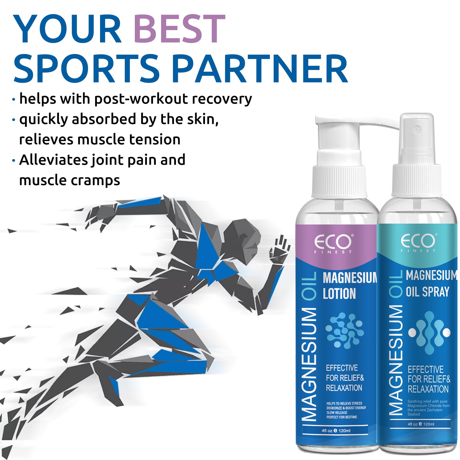 AKBAN Magnesium Oil Spray and Lotion set on a wooden surface