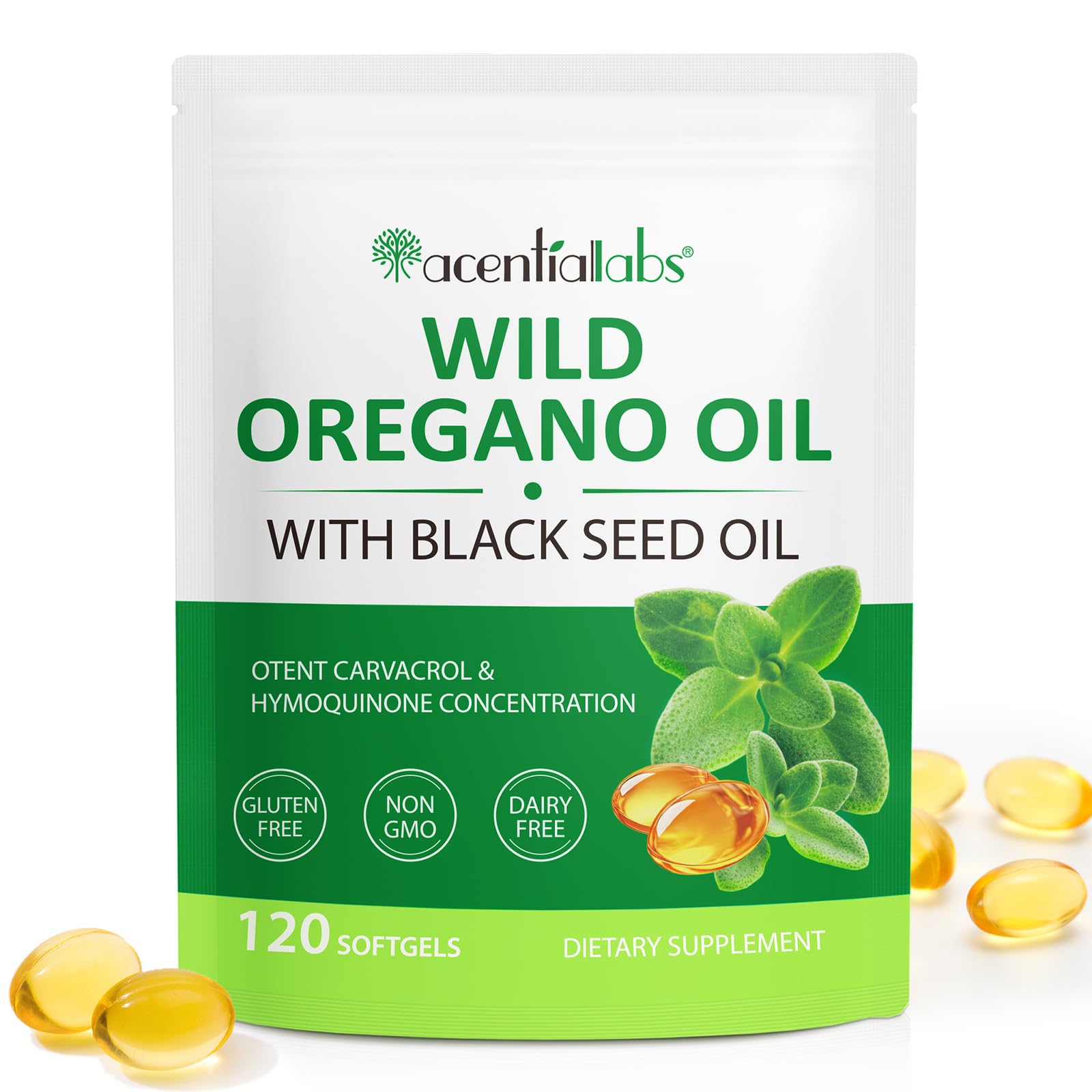 Akeeronn Oil of Oregano Capsules front view with packaging