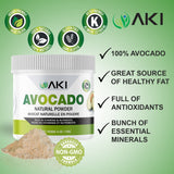 AKI ORGANIC Avocado Powder 170g scoop next to powder