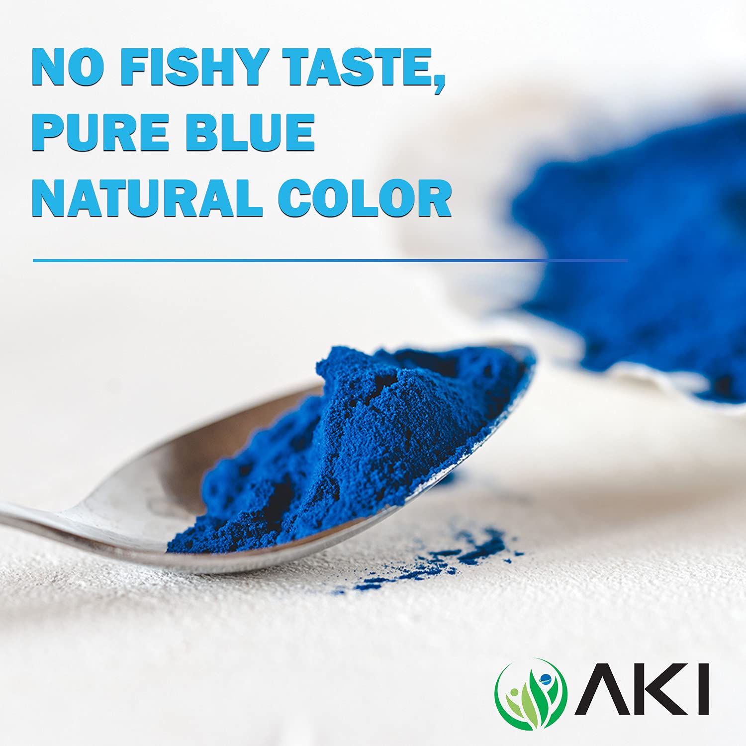 AKI ORGANIC Blue Spirulina Powder in yogurt