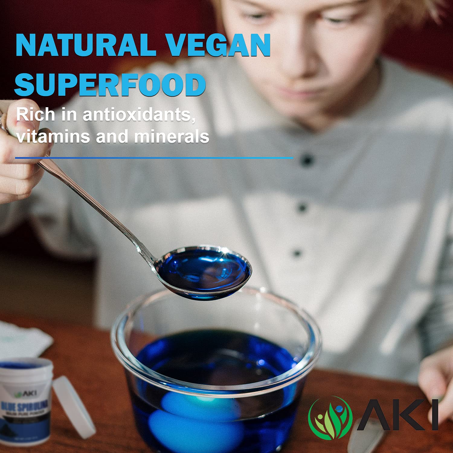 AKI ORGANIC Blue Spirulina Powder on pastries