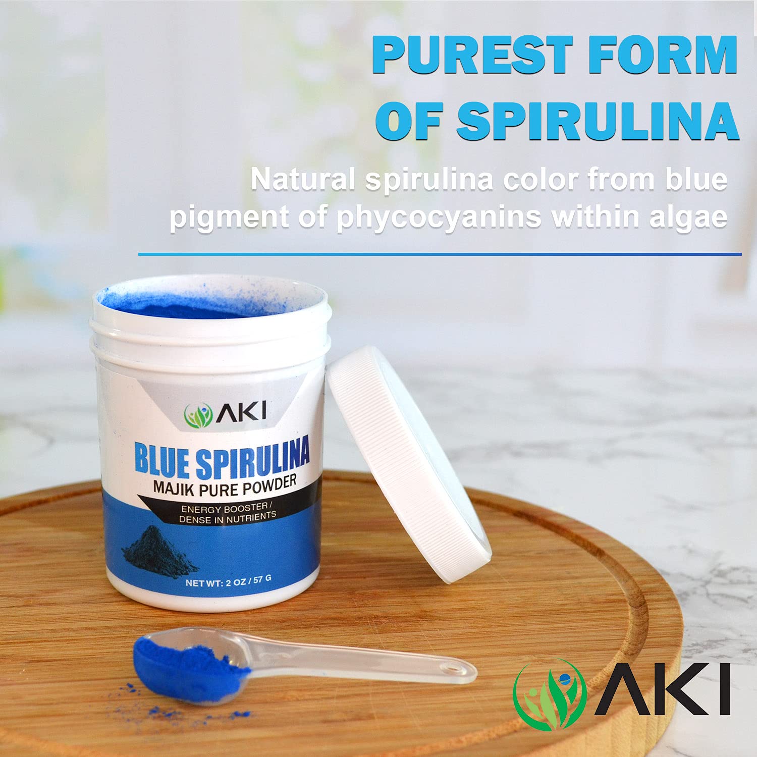AKI ORGANIC Blue Spirulina Powder with fruits