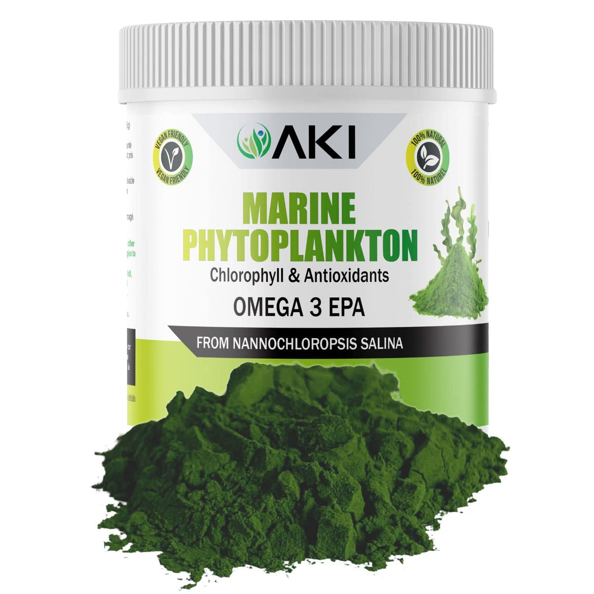 AKI ORGANIC Marine Phytoplankton Omega 3 Supplement front view