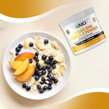 AKI ORGANIC Omega-3 DHA Microalgae Powder on a wooden table